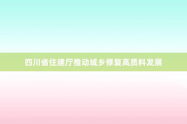 四川省住建厅推动城乡修复高质料发展