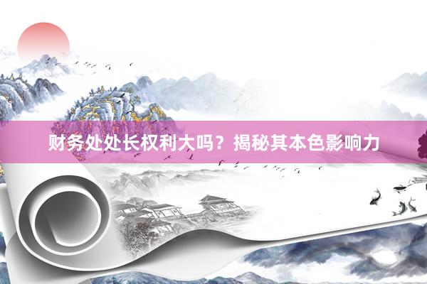 财务处处长权利大吗？揭秘其本色影响力